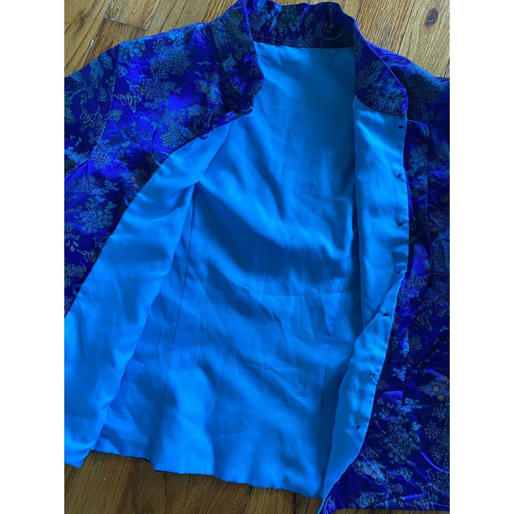 Womens Chinese Style Blouse Cheongsam Short Sleeve Qipao Top Silky Button Down M - Picture 3 of 4